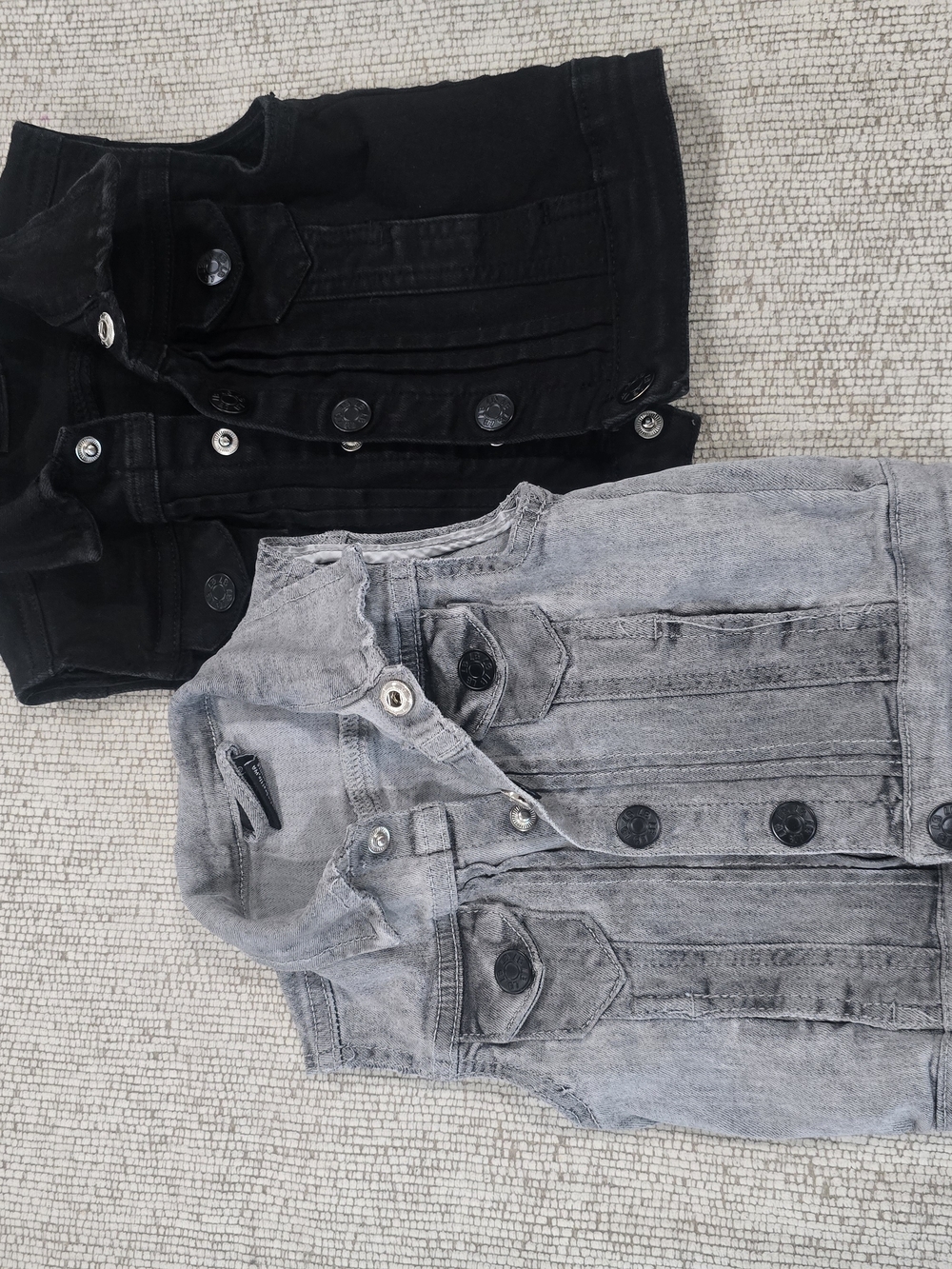 Little Bipsy Black and Gray Denim Vest Duo